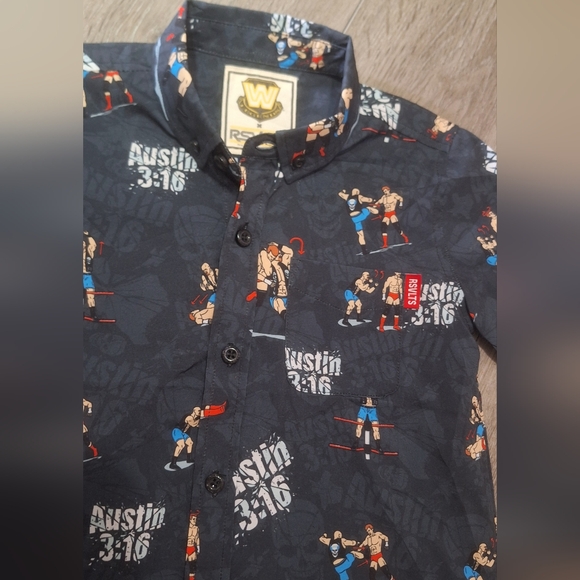 RSVLTS Stone Cold Steve Austin WWE Wrestling Button Shirt Toddler sz 3T - Picture 2 of 9